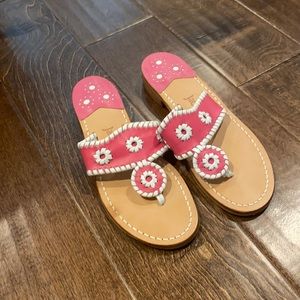 Jack Roger Sandals, 7 Narrow, pink and white